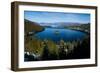 Trees at Lakeshore with Mountain Range in the Background, Lake Tahoe, California, USA-null-Framed Photographic Print