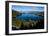 Trees at Lakeshore with Mountain Range in the Background, Lake Tahoe, California, USA-null-Framed Photographic Print