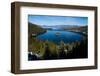 Trees at Lakeshore with Mountain Range in the Background, Lake Tahoe, California, USA-null-Framed Photographic Print