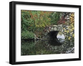 Trees by Pond and Stone Bridge at Hecksher Museum, Long Island, New York, USA-Merrill Images-Framed Photographic Print