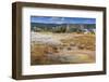 Trees Crusted in Frost and Thermal Features, Cold Autumn (Fall) Day, Upper Geyser Basin-Eleanor Scriven-Framed Photographic Print