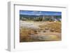 Trees Crusted in Frost and Thermal Features, Cold Autumn (Fall) Day, Upper Geyser Basin-Eleanor Scriven-Framed Photographic Print