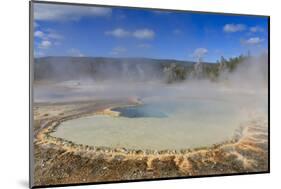 Trees Crusted in Frost and Thermal Features, Cold Autumn (Fall) Day, Upper Geyser Basin-Eleanor Scriven-Mounted Photographic Print