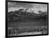 Trees Fgnd, Snow Covered Mts Bkgd "Long's Peak From North Rocky Mountain NP" Colorado 1933-1942-Ansel Adams-Framed Art Print