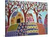 Trees Houses Barn & Birds-Karla Gerard-Stretched Canvas