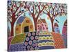 Trees Houses Barn & Birds-Karla Gerard-Stretched Canvas