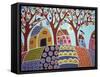 Trees Houses Barn & Birds-Karla Gerard-Framed Stretched Canvas