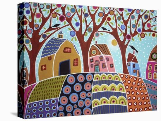 Trees Houses Barn & Birds-Karla Gerard-Stretched Canvas