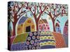 Trees Houses Barn & Birds-Karla Gerard-Stretched Canvas