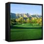 Trees in a Golf Course with a Mountain Range in the Background, Thunderbird Country Club-null-Framed Stretched Canvas