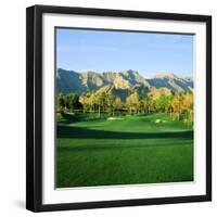 Trees in a Golf Course with a Mountain Range in the Background, Thunderbird Country Club-null-Framed Photographic Print