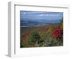 Trees in Fall Colours with Agricultural Land in the Background in Blue Ridge Parkway, Virginia, USA-James Green-Framed Photographic Print