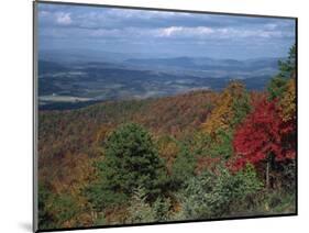 Trees in Fall Colours with Agricultural Land in the Background in Blue Ridge Parkway, Virginia, USA-James Green-Mounted Photographic Print