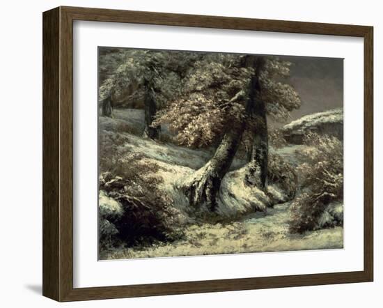 Trees in the Snow, C.1865-Gustave Courbet-Framed Giclee Print