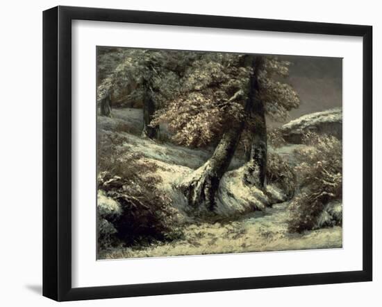 Trees in the Snow, C.1865-Gustave Courbet-Framed Giclee Print