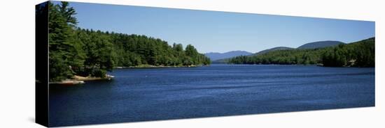 Trees on Both Sides of a Lake, Long Lake, Adirondack State Park, New York State, USA-null-Stretched Canvas