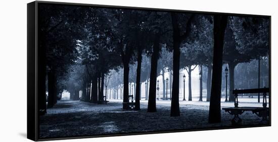 Trees on both sides of a walkway, Champs Elysees, Paris, France-null-Framed Stretched Canvas