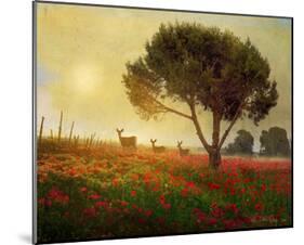 Trees, Poppies and Deer I-Chris Vest-Mounted Art Print