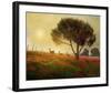 Trees, Poppies and Deer I-Chris Vest-Framed Art Print