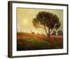 Trees, Poppies and Deer I-Chris Vest-Framed Art Print