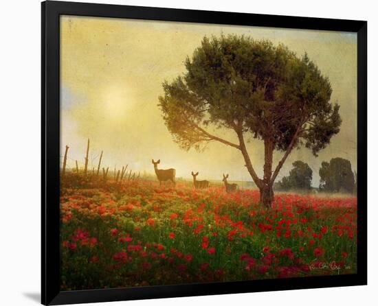 Trees, Poppies and Deer I-Chris Vest-Framed Art Print