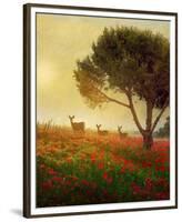 Trees, Poppies and Deer II-Chris Vest-Framed Premium Giclee Print