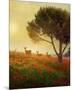 Trees, Poppies and Deer II-Chris Vest-Mounted Premium Giclee Print