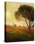 Trees, Poppies and Deer II-Chris Vest-Stretched Canvas