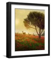 Trees, Poppies and Deer II-Chris Vest-Framed Art Print