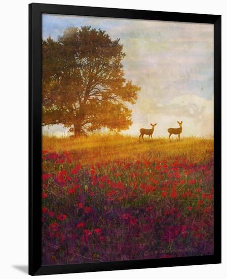 Trees, Poppies and Deer IV-Chris Vest-Framed Premium Giclee Print