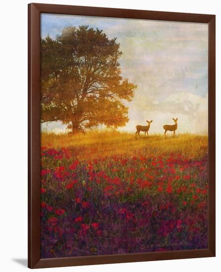 Trees, Poppies and Deer IV-Chris Vest-Framed Premium Giclee Print