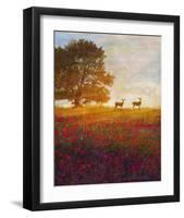 Trees, Poppies and Deer IV-Chris Vest-Framed Art Print