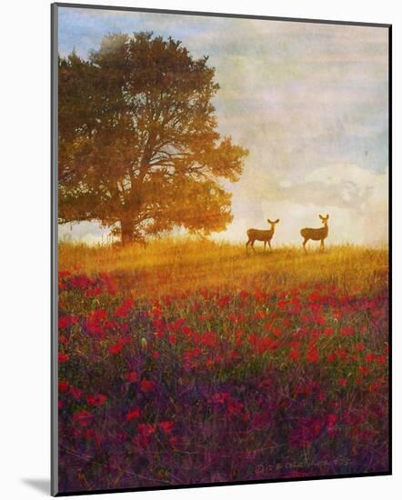 Trees, Poppies and Deer IV-Chris Vest-Mounted Art Print