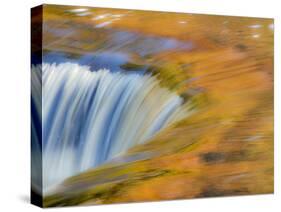 Trees Reflect in Cascade above Bond Falls on the Middle Fork of the Ontonagon River near Paulding I-Julianne Eggers-Stretched Canvas