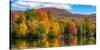 Trees reflection on water, Sally's Pond, West Bolton, Quebec, Canada-null-Stretched Canvas