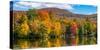 Trees reflection on water, Sally's Pond, West Bolton, Quebec, Canada-null-Stretched Canvas