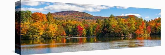 Trees reflection on water, Sally's Pond, West Bolton, Quebec, Canada-null-Stretched Canvas