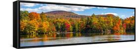 Trees reflection on water, Sally's Pond, West Bolton, Quebec, Canada-null-Framed Stretched Canvas