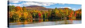 Trees reflection on water, Sally's Pond, West Bolton, Quebec, Canada-null-Stretched Canvas