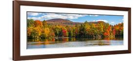 Trees reflection on water, Sally's Pond, West Bolton, Quebec, Canada-null-Framed Photographic Print