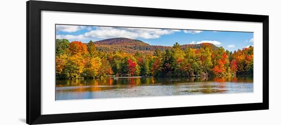 Trees reflection on water, Sally's Pond, West Bolton, Quebec, Canada-null-Framed Photographic Print