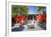 Trees with Red Ribbons at Pu Xian Temple in Lijiang Old Town, Lijiang, Yunnan, China, Asia-Andreas Brandl-Framed Photographic Print