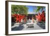 Trees with Red Ribbons at Pu Xian Temple in Lijiang Old Town, Lijiang, Yunnan, China, Asia-Andreas Brandl-Framed Photographic Print