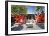 Trees with Red Ribbons at Pu Xian Temple in Lijiang Old Town, Lijiang, Yunnan, China, Asia-Andreas Brandl-Framed Photographic Print