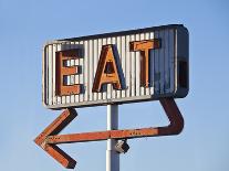 Retro Neon Eat Sign Ruin in Early Morning Light.-trekandshoot-Photographic Print