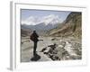 Trekker Enjoys the View on the Annapurna Circuit Trek, Jomsom, Himalayas, Nepal-Don Smith-Framed Photographic Print