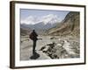 Trekker Enjoys the View on the Annapurna Circuit Trek, Jomsom, Himalayas, Nepal-Don Smith-Framed Photographic Print