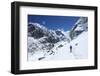 Trekker Walking over Cho La Pass with Lobuche West and East on Left Side-Peter Barritt-Framed Photographic Print