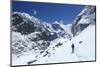 Trekker Walking over Cho La Pass with Lobuche West and East on Left Side-Peter Barritt-Mounted Photographic Print