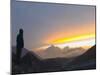 Trekker Watching the Sunset Over Cholatse, 6335M, Sagarmatha National Park, Himalayas-Christian Kober-Mounted Premium Photographic Print